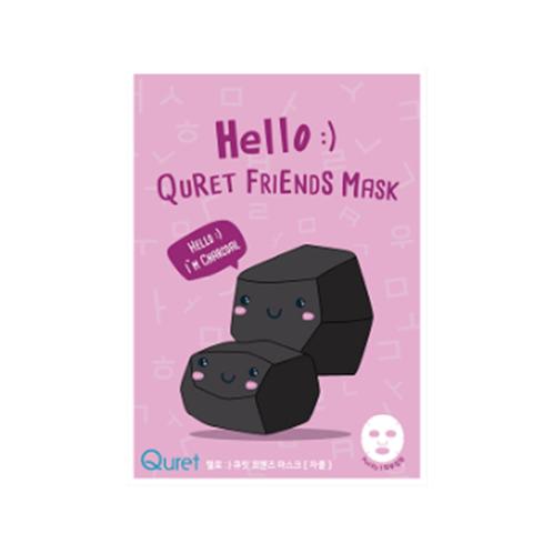[Quret] Hello Quret Friends Mask - charcoal [Vegan]